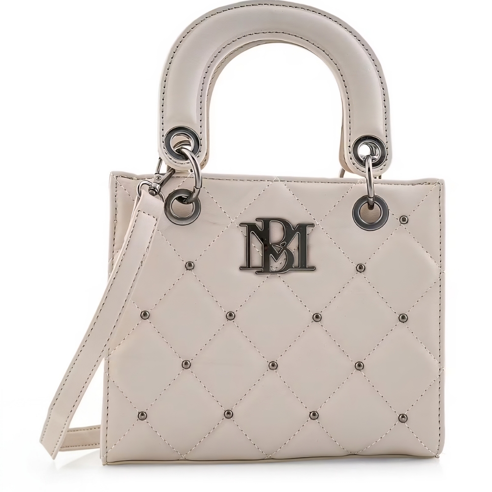 Badgley Mischka Small Handle Quilted Crossbody Tote With Round Studs, NWT